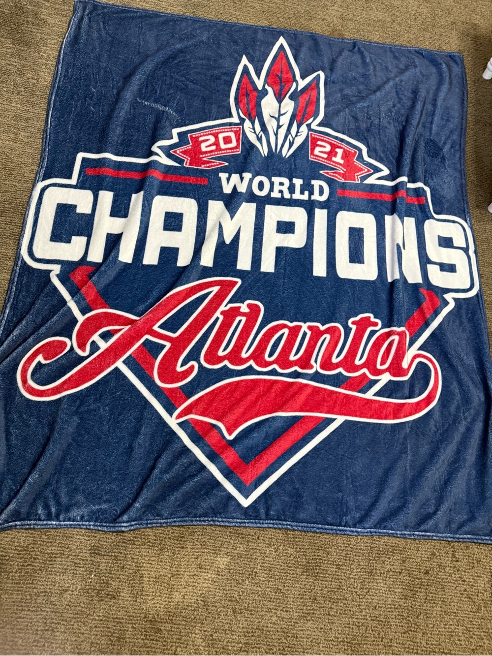 Atlanta World Champions 2021 Blanket - Navy & Red